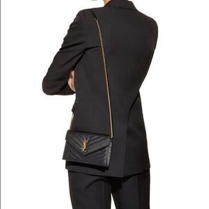 Black quilted gold chain clutch